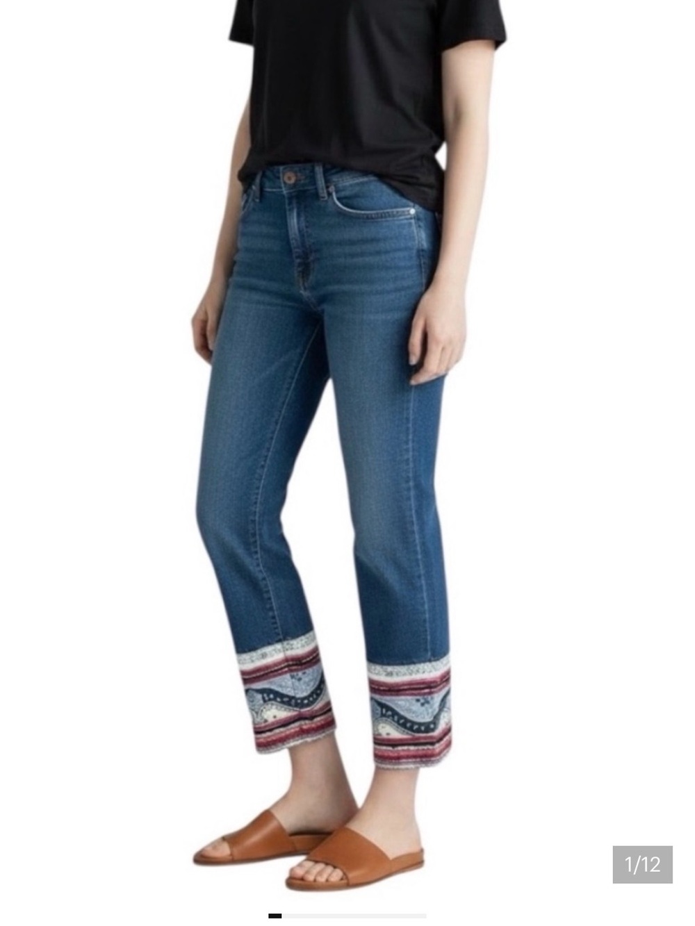 Pilcro and the Letterpress Stet Patchwork Ankle Dark Wash Jeans 28